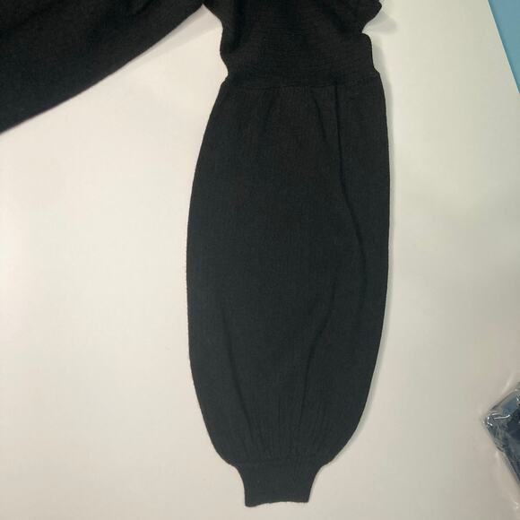 The Drop Black Balloon-Sleeve Sweater Dress Size L Knit Cozy Chic - Picture 5 of 6